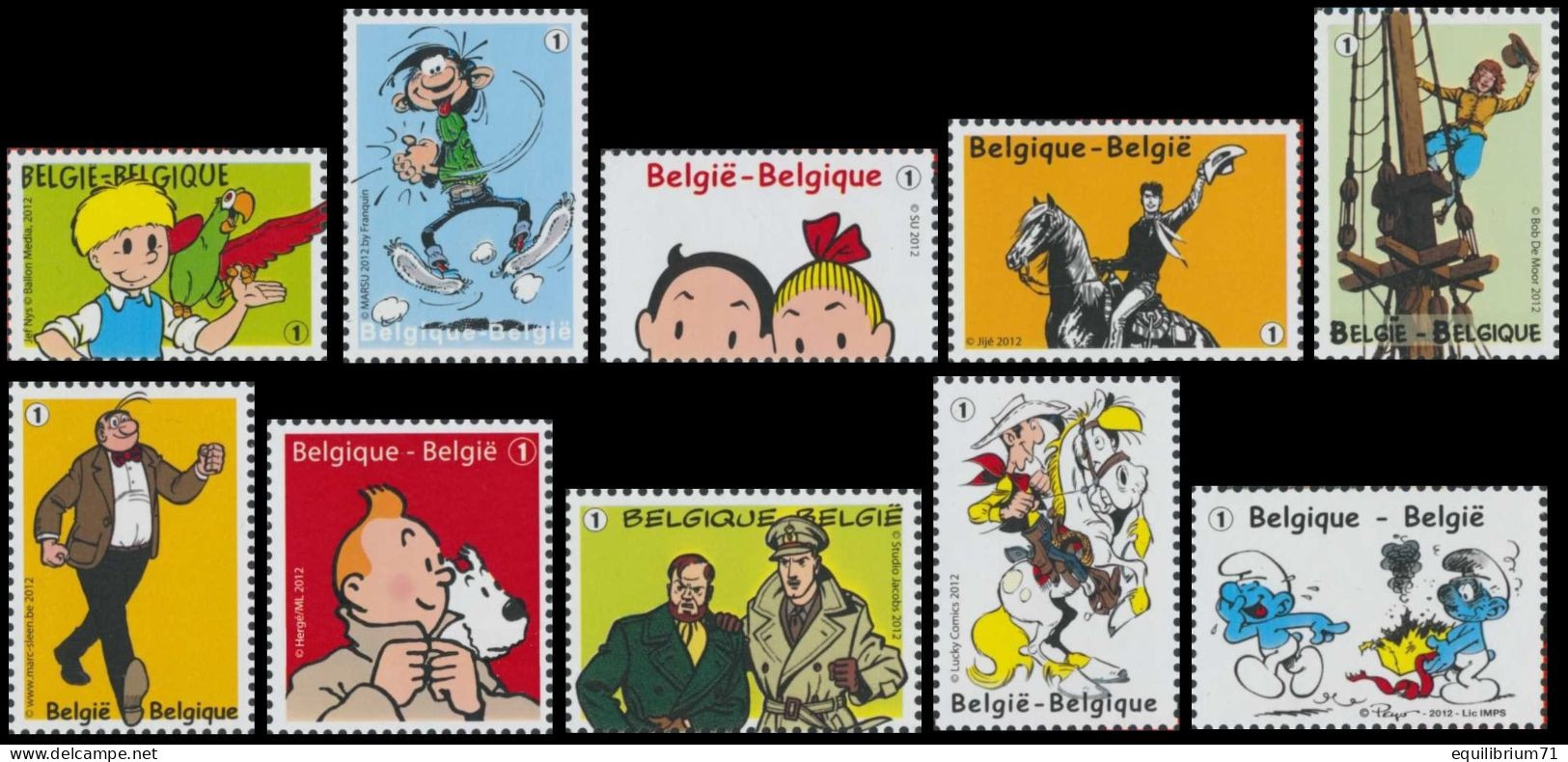 4258/4267**(BL201) - This Is Belgium - Tintin / Kuifje - Gaston Lagaffe - Bob & Bobette - Blake Et Mortimer - Néron - Philabédés (comics)