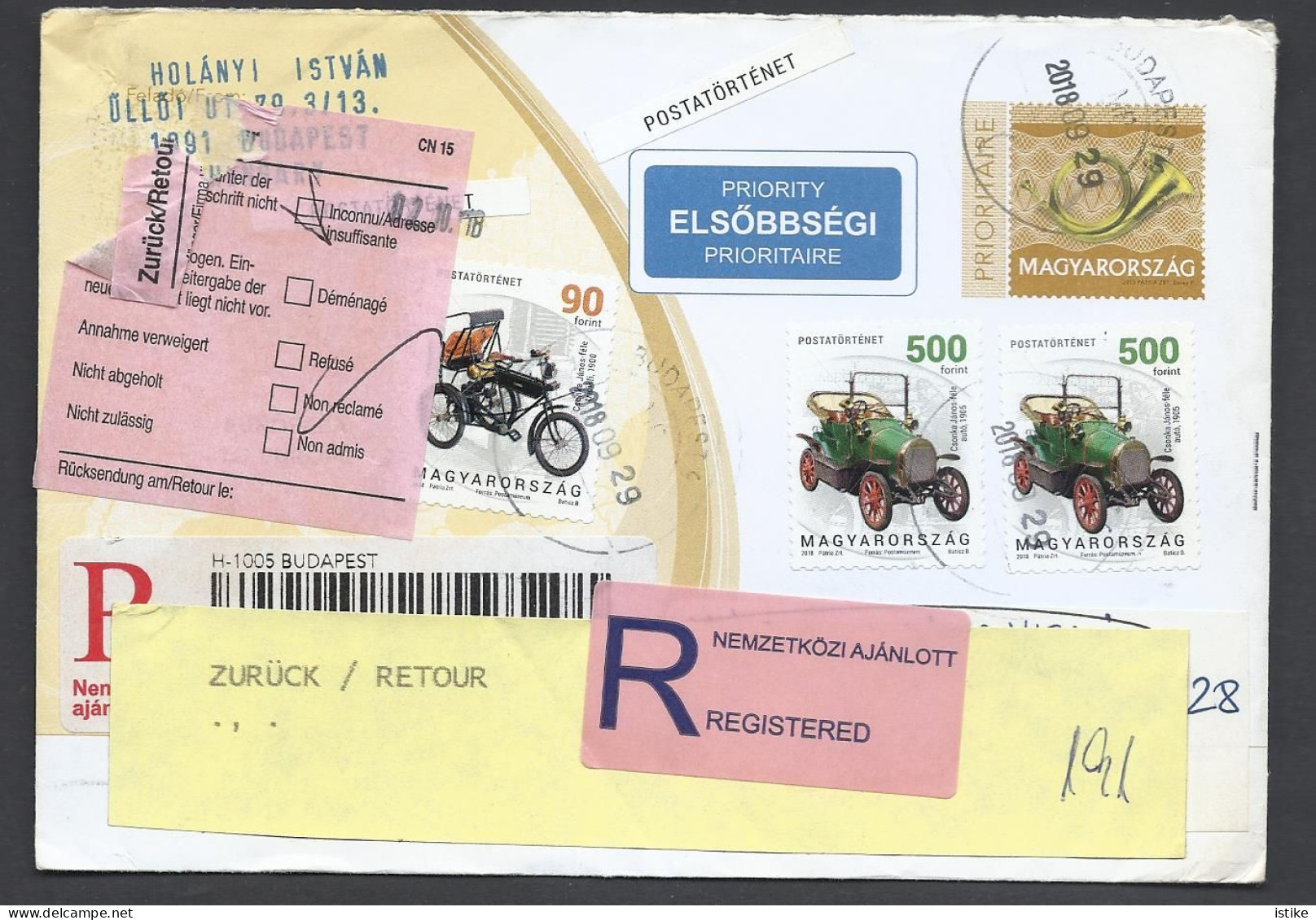 Hungary, "R" St. Cover, Postal History, Retour From Germany, 2018 - Briefe U. Dokumente