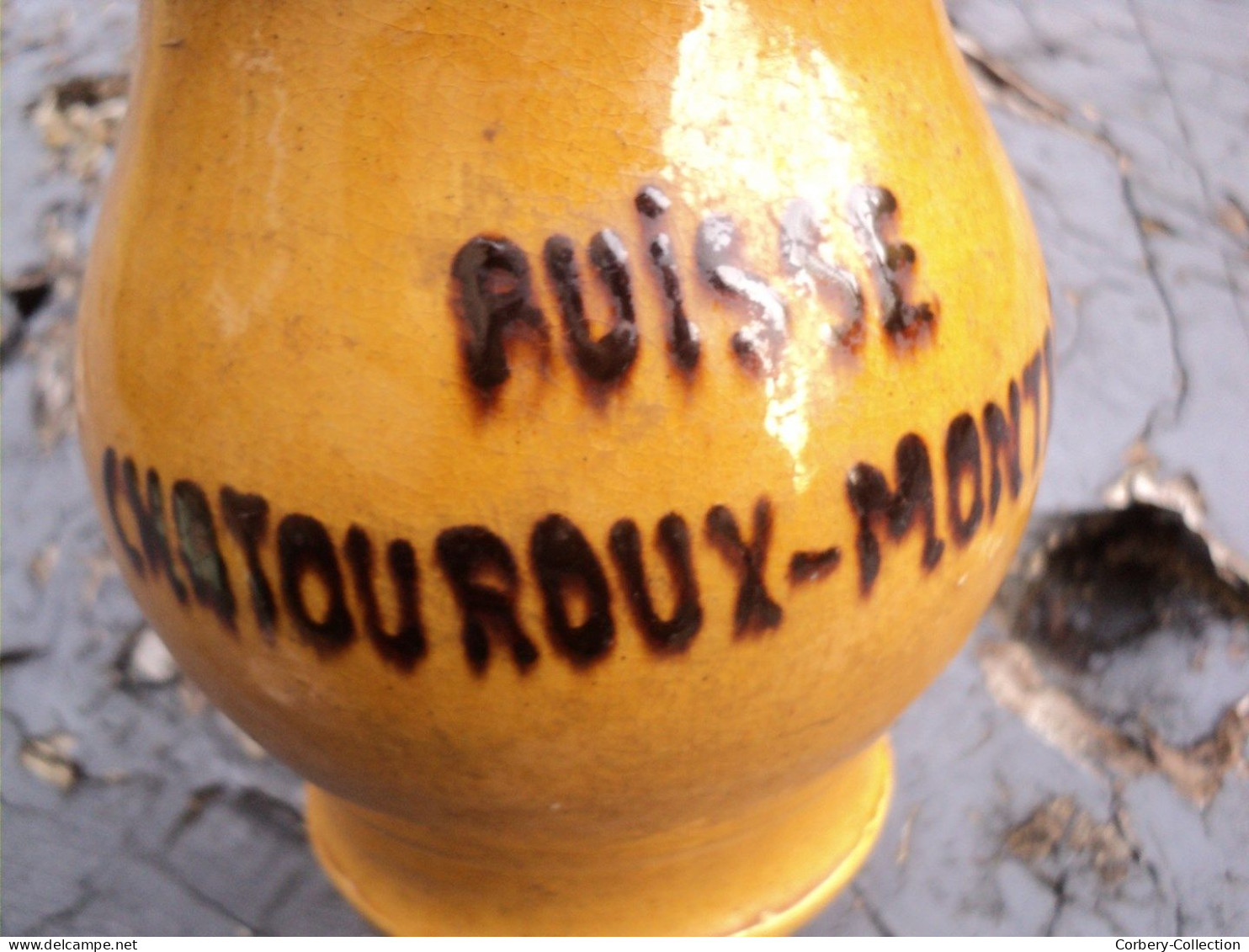 Ancien Pichet à Vin Publicitaire Buisse Chatouroux-Montrichard Terre cuite vernissée