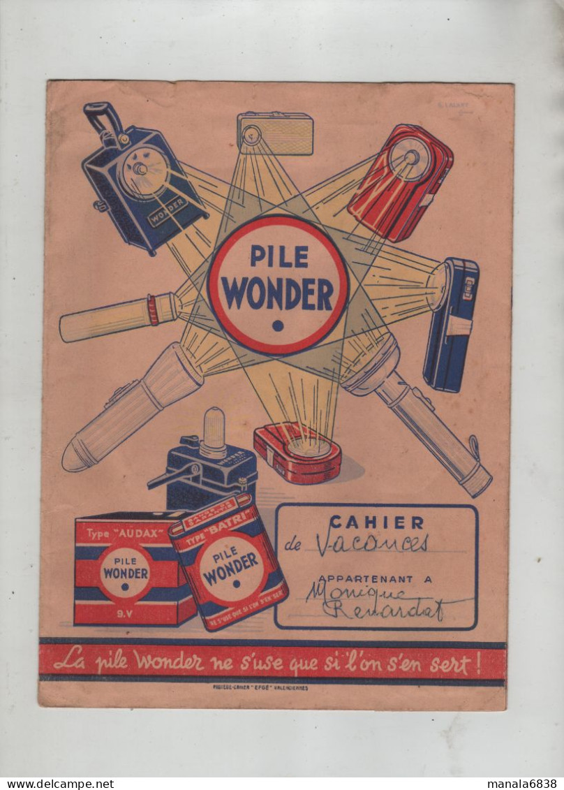 Pile Wonder Cahier De Vacances Renardat  Carte De France Codification Immatriculation Des Automobiles - Elektriciteit En Gas