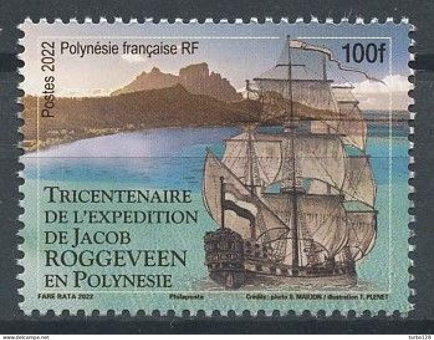 POLYNESIE 2022 N° 1295 ** Neuf MNH Superbe Bateau Voilier Sailboat Expédition De Jakob Roggeveen Explorateur - Neufs