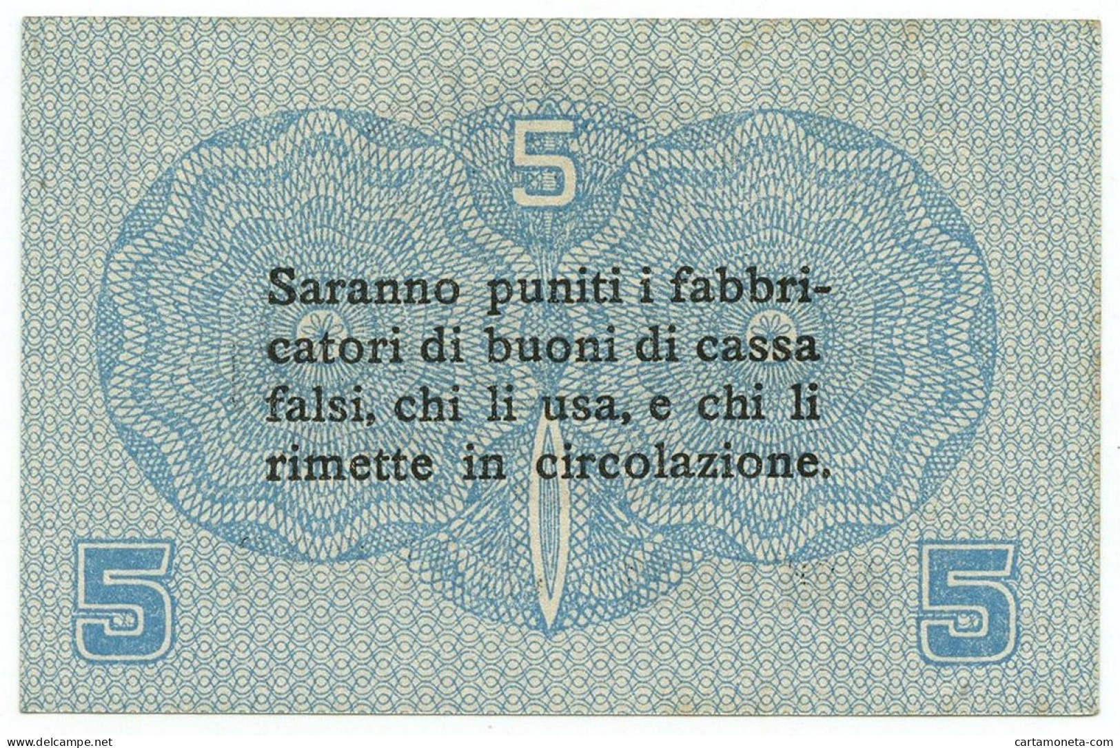 5 CENTESIMI CASSA VENETA DEI PRESTITI OCCUPAZIONE AUSTRIACA 02/01/1918 SUP+ - Oostenrijkse Bezetting Van Venetië