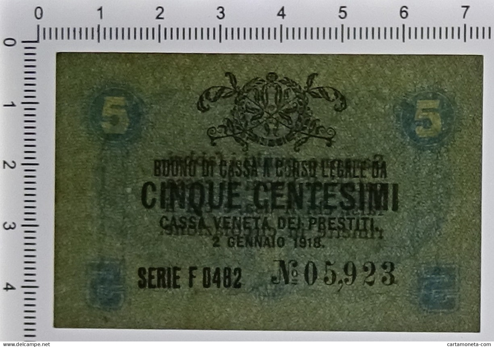 5 CENTESIMI CASSA VENETA DEI PRESTITI OCCUPAZIONE AUSTRIACA 02/01/1918 SUP+ - Besetzung Venezia