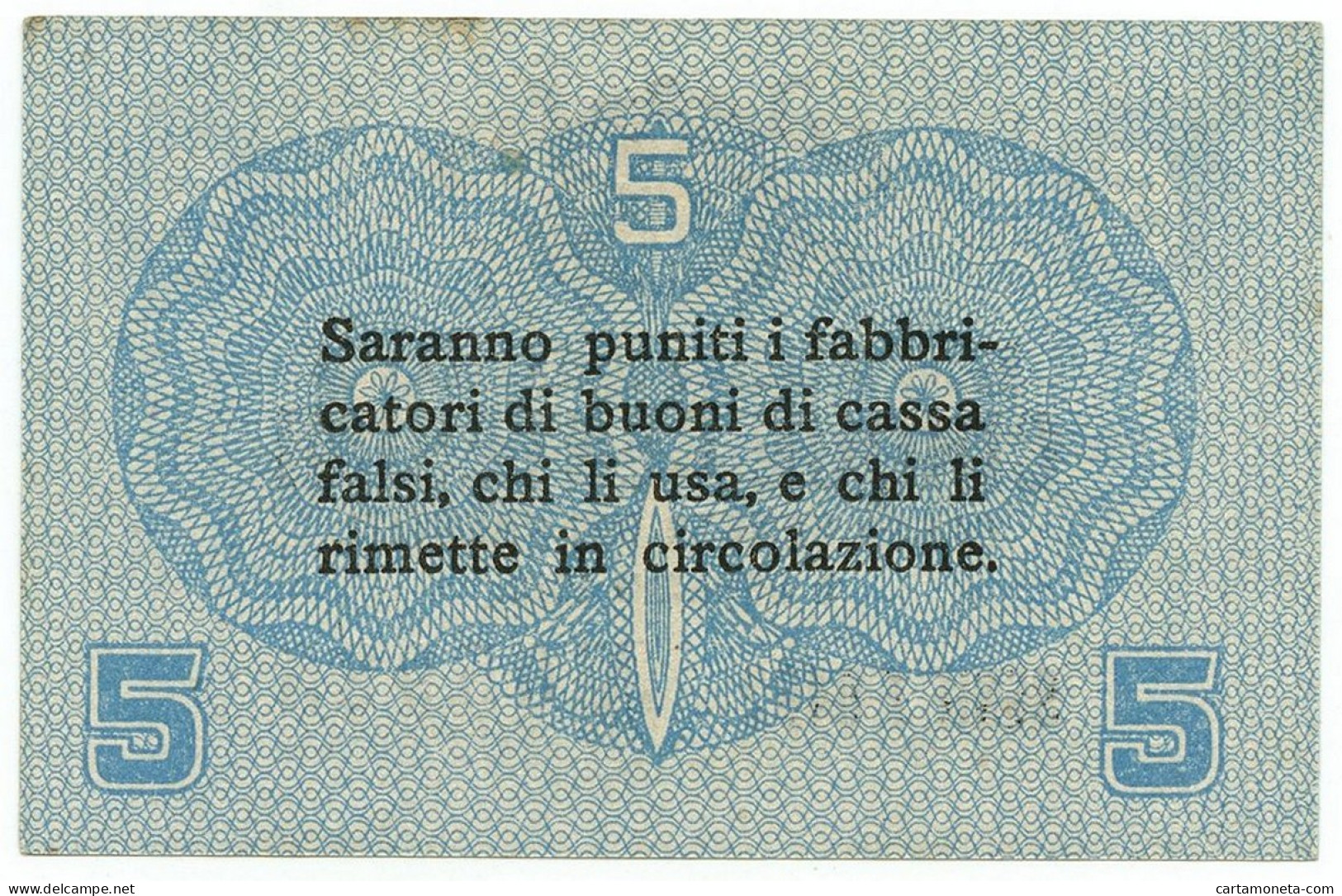 5 CENTESIMI CASSA VENETA DEI PRESTITI OCCUPAZIONE AUSTRIACA 02/01/1918 SUP - Occupazione Austriaca Di Venezia