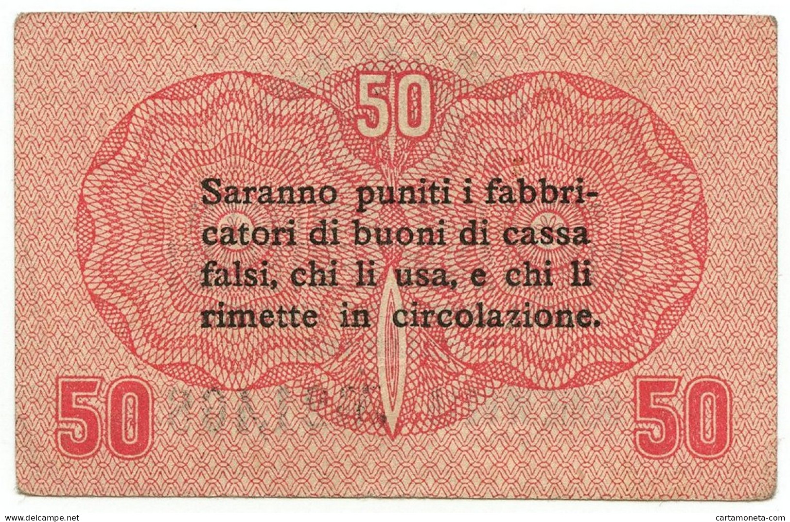 50 CENTESIMI CASSA VENETA DEI PRESTITI OCCUPAZIONE AUSTRIACA 02/01/1918 BB/SPL - Occupation Autrichienne De Venezia