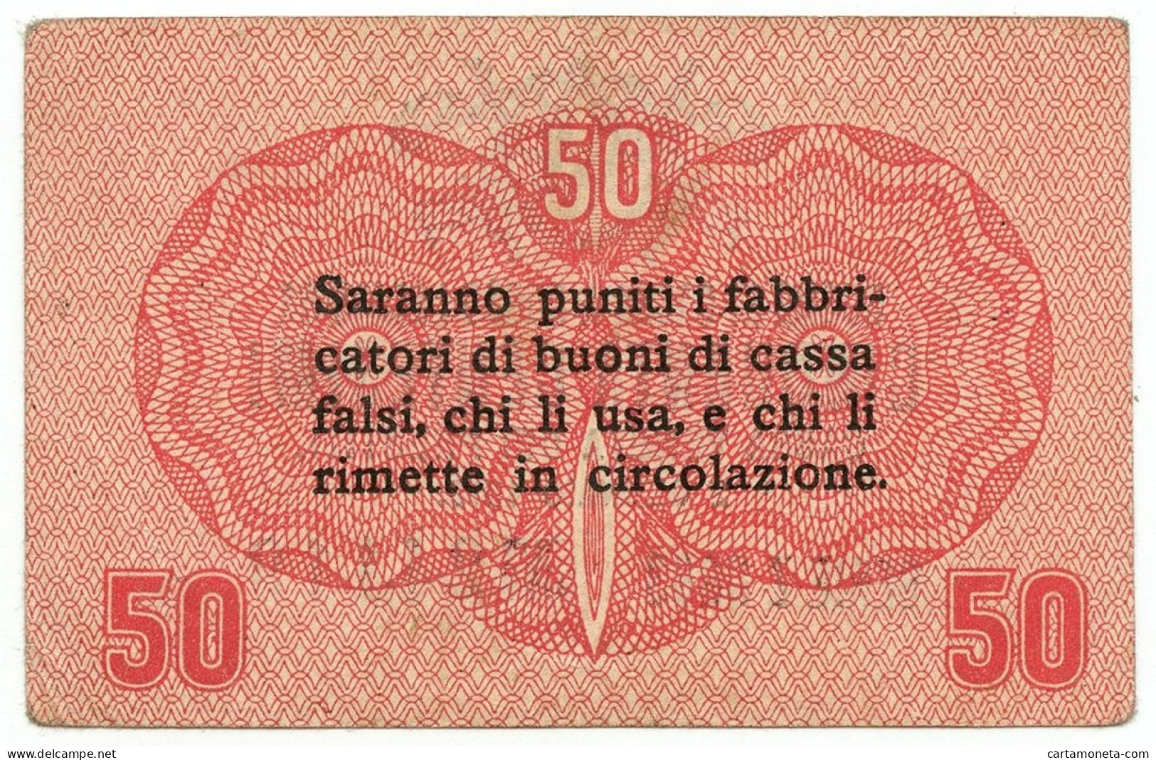 50 CENTESIMI CASSA VENETA DEI PRESTITI OCCUPAZIONE AUSTRIACA 02/01/1918 BB/SPL - Besetzung Venezia