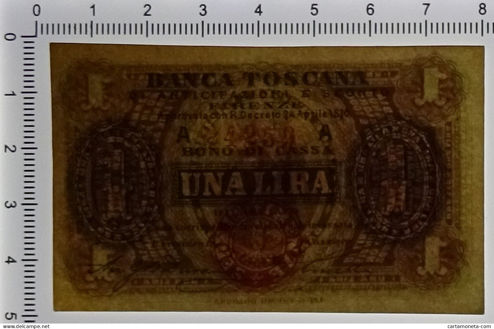 1 LIRA BANCA TOSCANA DI ANTICIPAZIONI E SCONTO FIRENZE 24/04/1870 SUP - Sonstige & Ohne Zuordnung