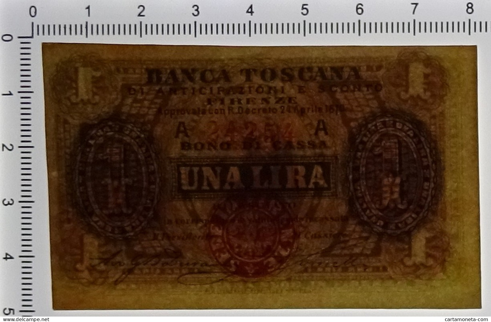 1 LIRA BANCA TOSCANA DI ANTICIPAZIONI E SCONTO FIRENZE 24/04/1870 SUP - Altri & Non Classificati