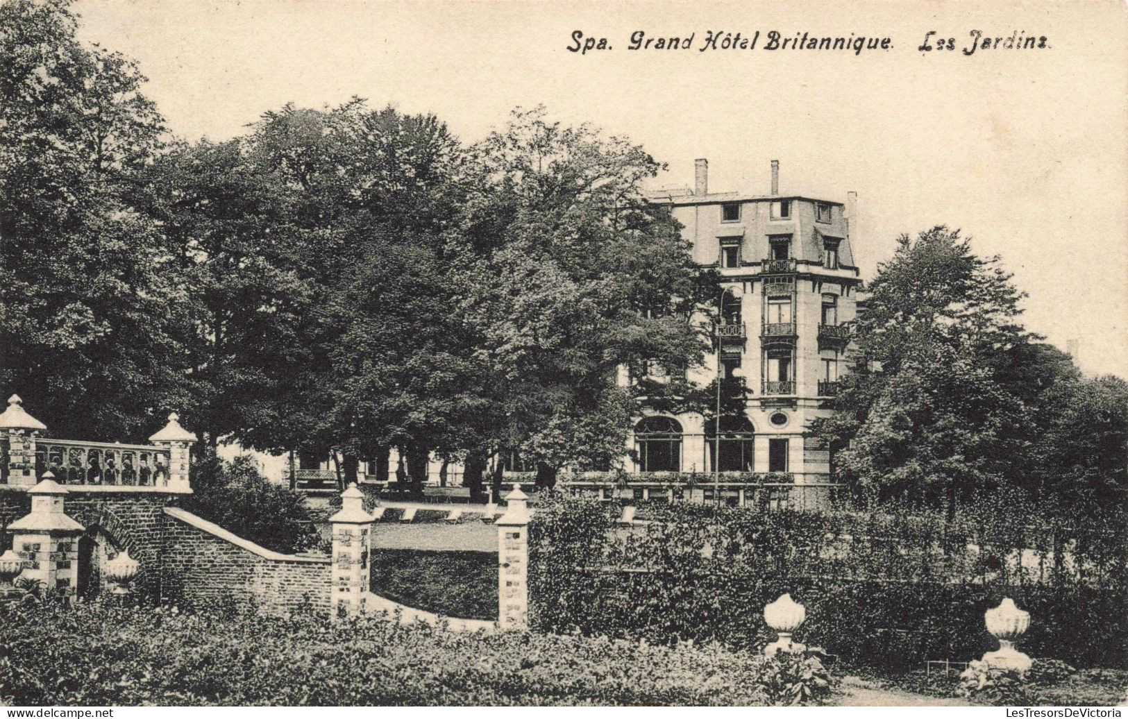 BELGIQUE - Spa - Grand Hôtel Britannique - Les Jardins -  Carte Postale Ancienne - Spa