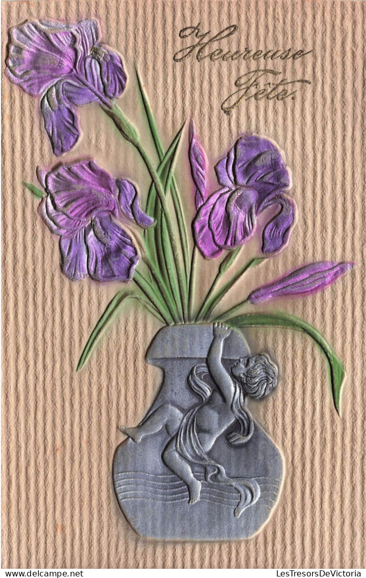 Illustrateur - Style Kirchner - Relief - Métalisé - Angelo - Iris - Fleur - Carte Postale Ancienne - Sin Clasificación