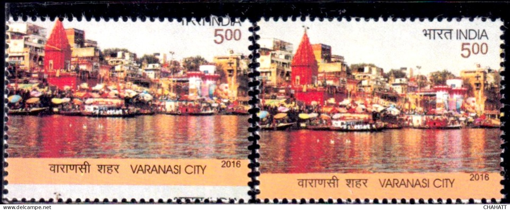 BENARAS CITY (VARANASI) - BANKS OF RIVER GANGES- WATER- TEMPLES- MASSIVE ERROR - INDIA-2016-MNH-IE-92 - Plaatfouten En Curiosa
