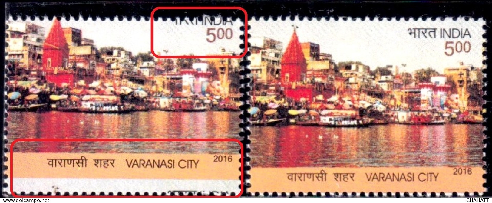 BENARAS CITY (VARANASI) - BANKS OF RIVER GANGES- WATER- TEMPLES- MASSIVE ERROR - INDIA-2016-MNH-IE-92 - Variétés Et Curiosités