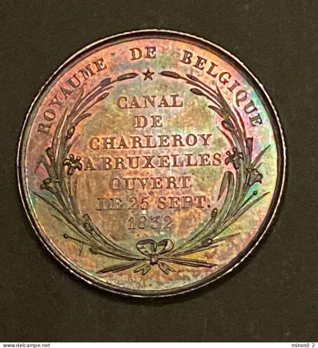 Médaille 1832  Braemt, Ouverture De Canal De Charleroi - Bruxelles  Belgique Argent FDC - Professionnels / De Société