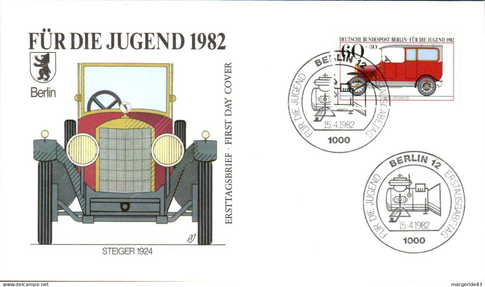 BERLIN FDC 1982 VOITURE ADLER 1913 - 1981-1990