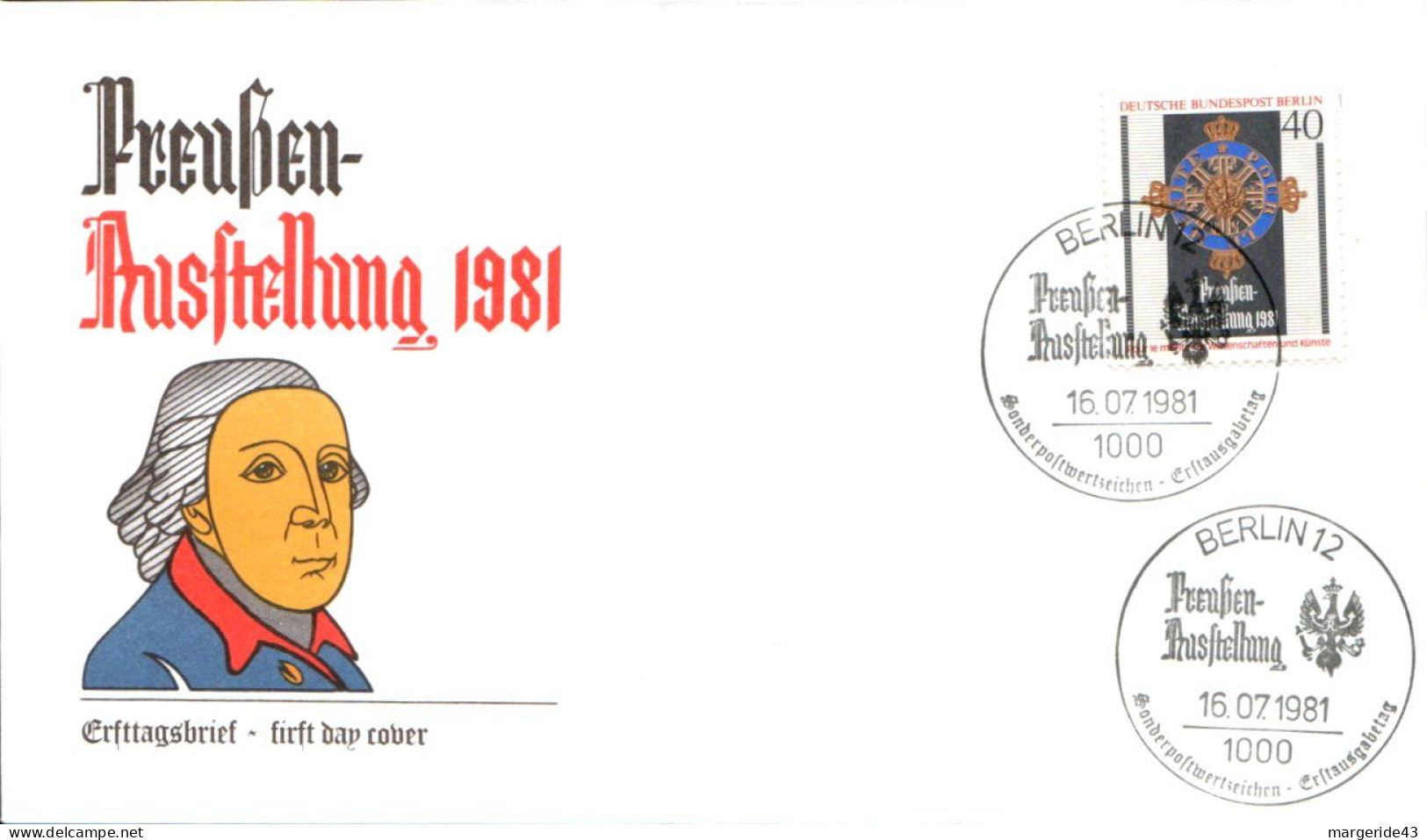 BERLIN FDC 1981 EXPOSITION PRUSSE 1981 - 1981-1990