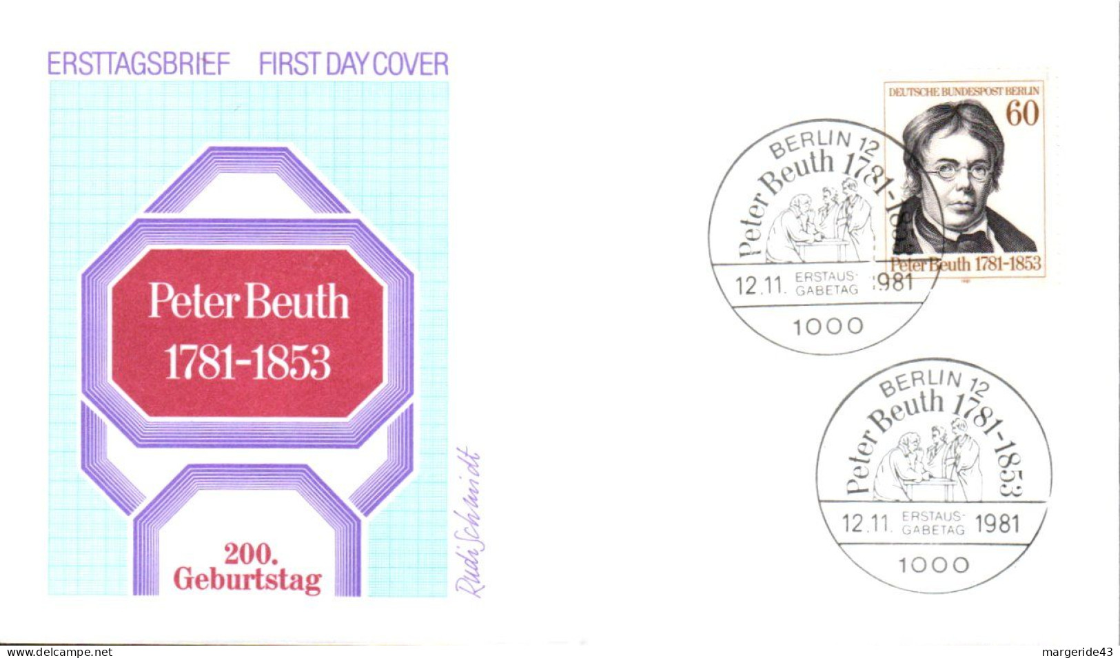 BERLIN FDC 1981 PETER BEUTH - 1981-1990