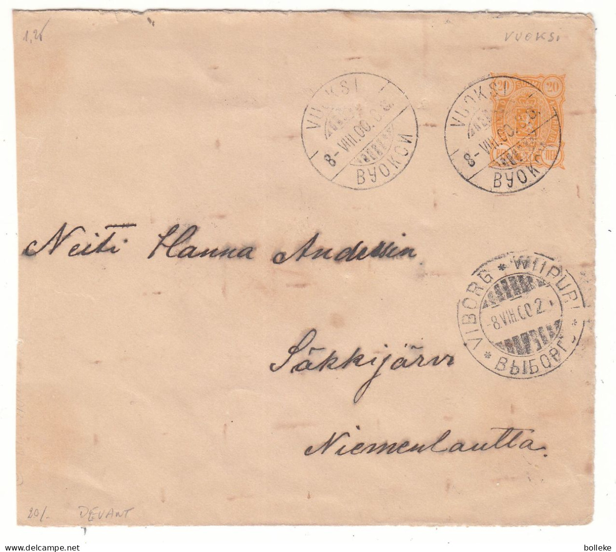 Finlande - Devant De Lettre De 1900 - Oblit Vuoksi - Cachet De Wiborg - - Briefe U. Dokumente