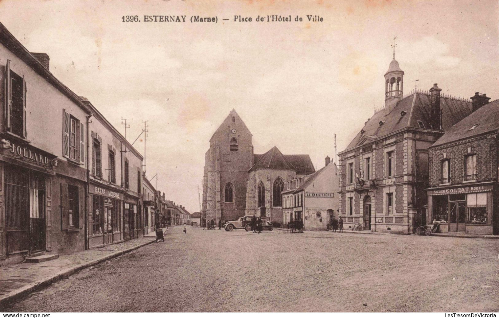 FRANCE - Marne -  Esternay - Place De L'Hôtel De Ville - Carte Postale Ancienne - Esternay