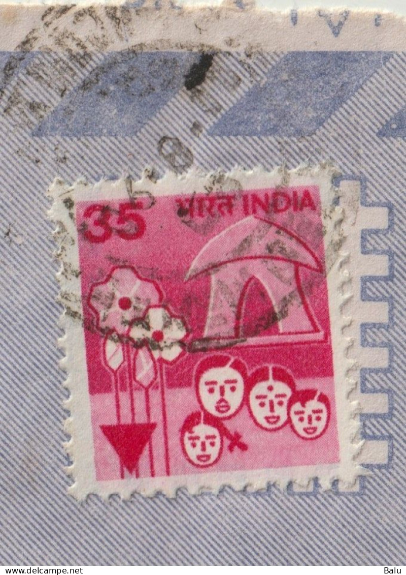 Indien Inland Letter 1980 35p Paisa EF Family Planning. 1988 Von Delhi Nach Bombay, 2 Scans - Briefe U. Dokumente