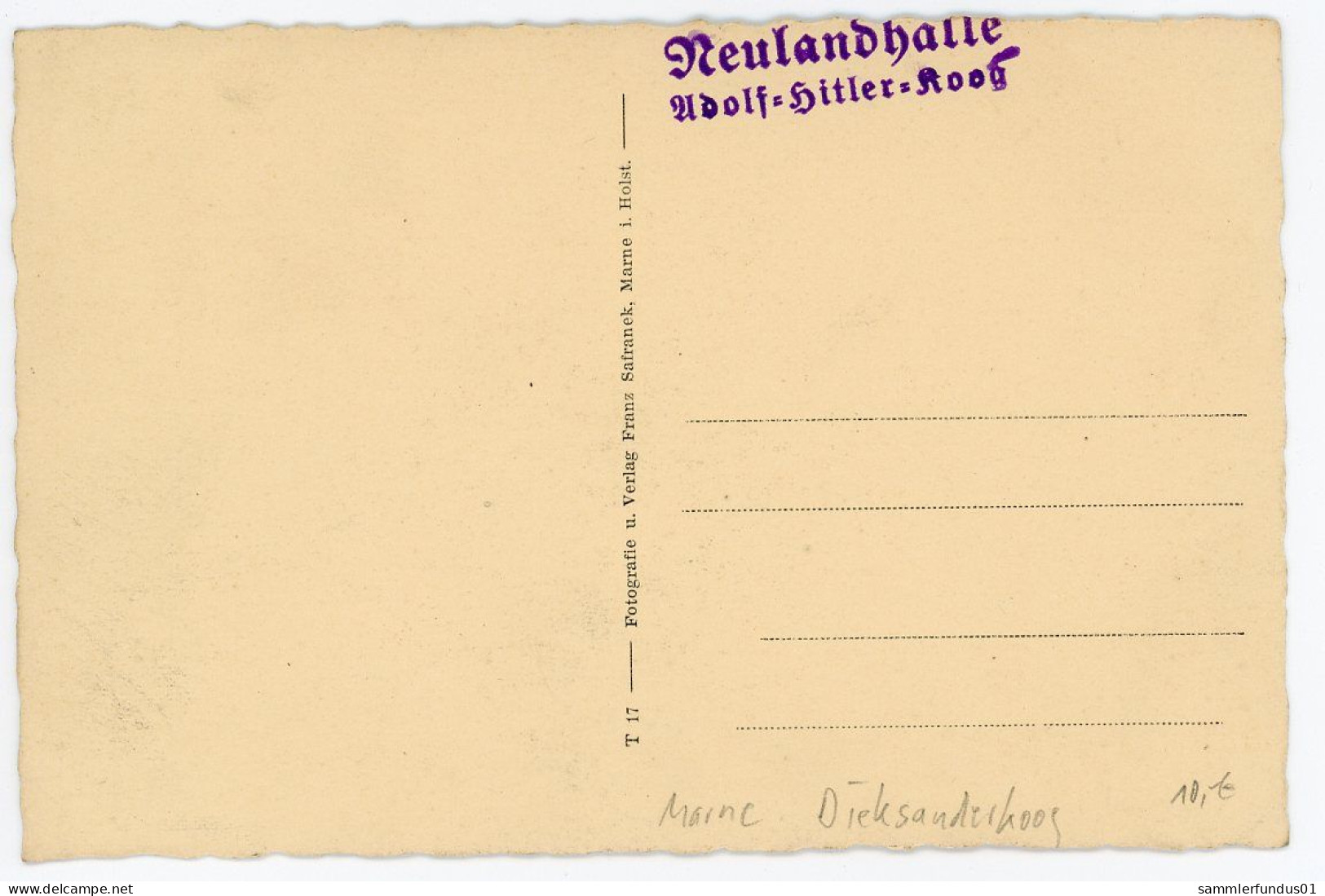 AK/CP  Dieksanderkoog Adolf Hitler Koog   Neulandhalle    Marne    Ungel./uncirc.ca 1935  Erh./Cond. 2  Nr. 01730 - Halligen