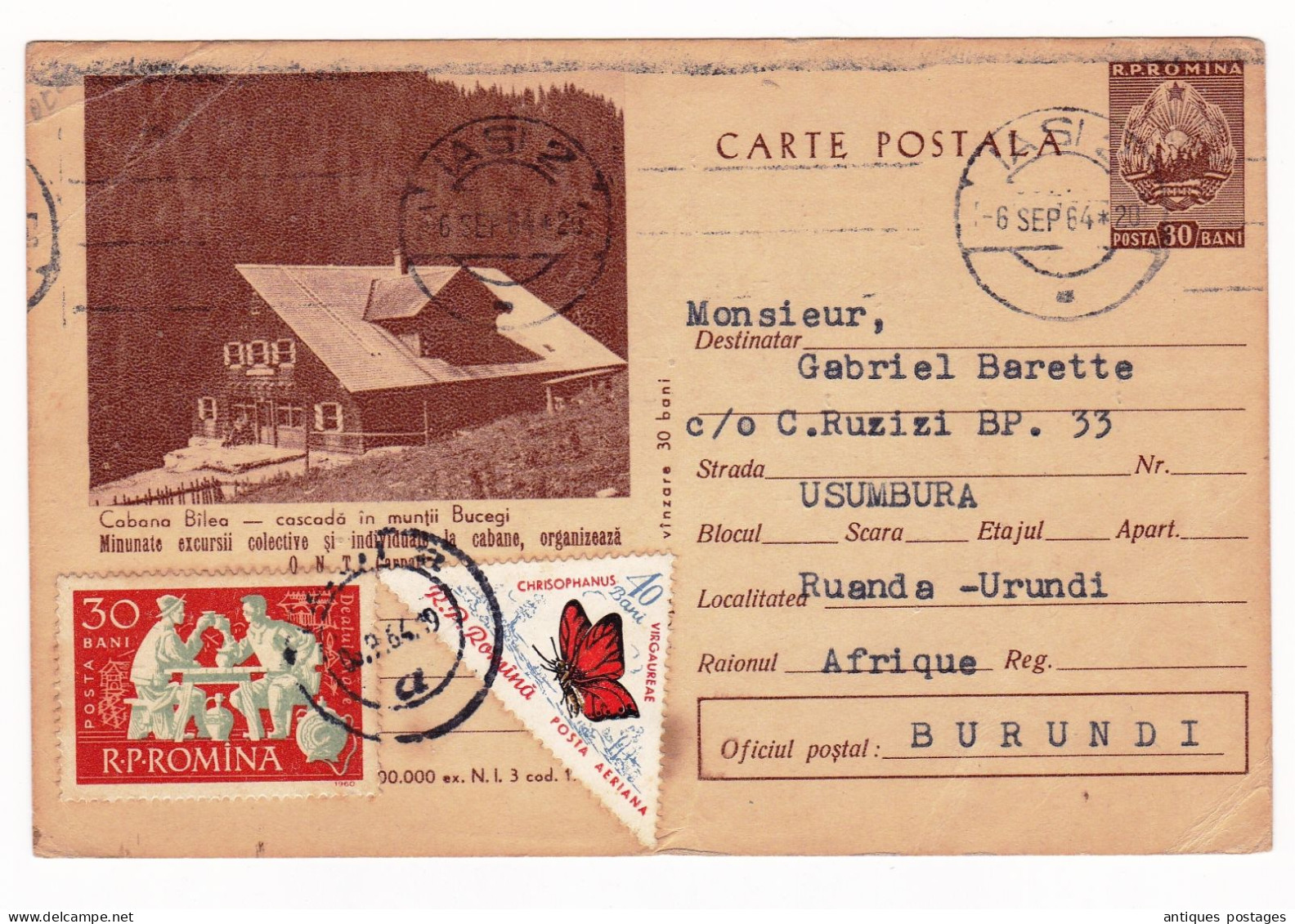 Carte Postale 1964 Iași Roumanie România Burundi Ruanda-Urundi - Covers & Documents