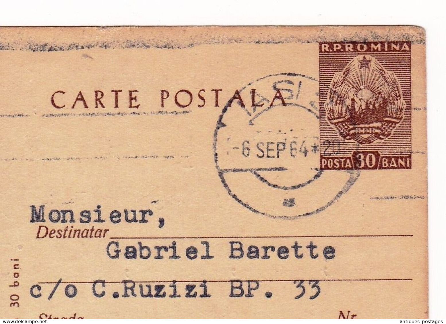 Carte Postale 1964 Iași Roumanie România Burundi Ruanda-Urundi - Covers & Documents
