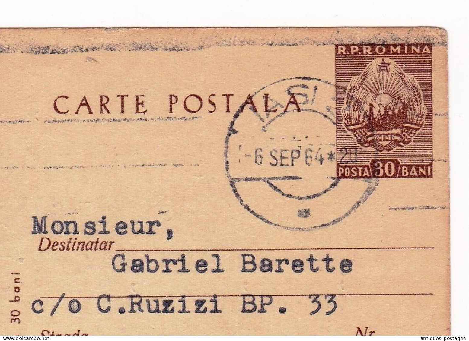 Carte Postale 1964 Iași Roumanie România Burundi Ruanda-Urundi - Brieven En Documenten