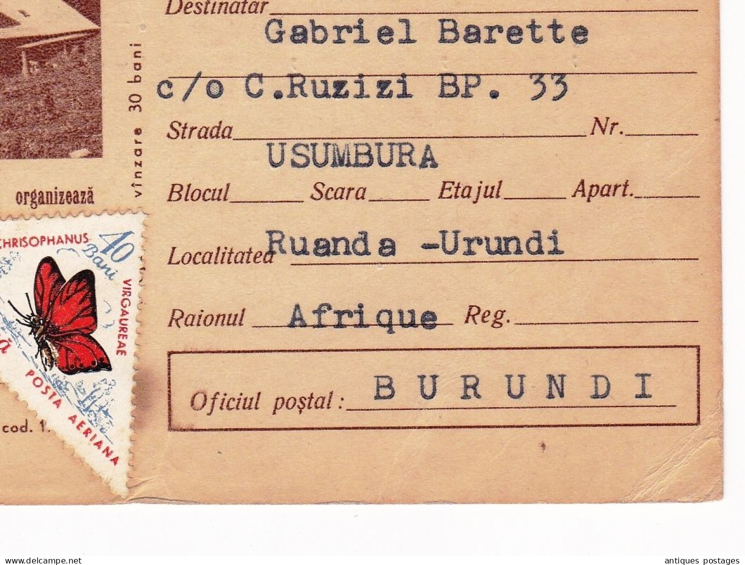 Carte Postale 1964 Iași Roumanie România Burundi Ruanda-Urundi - Lettres & Documents