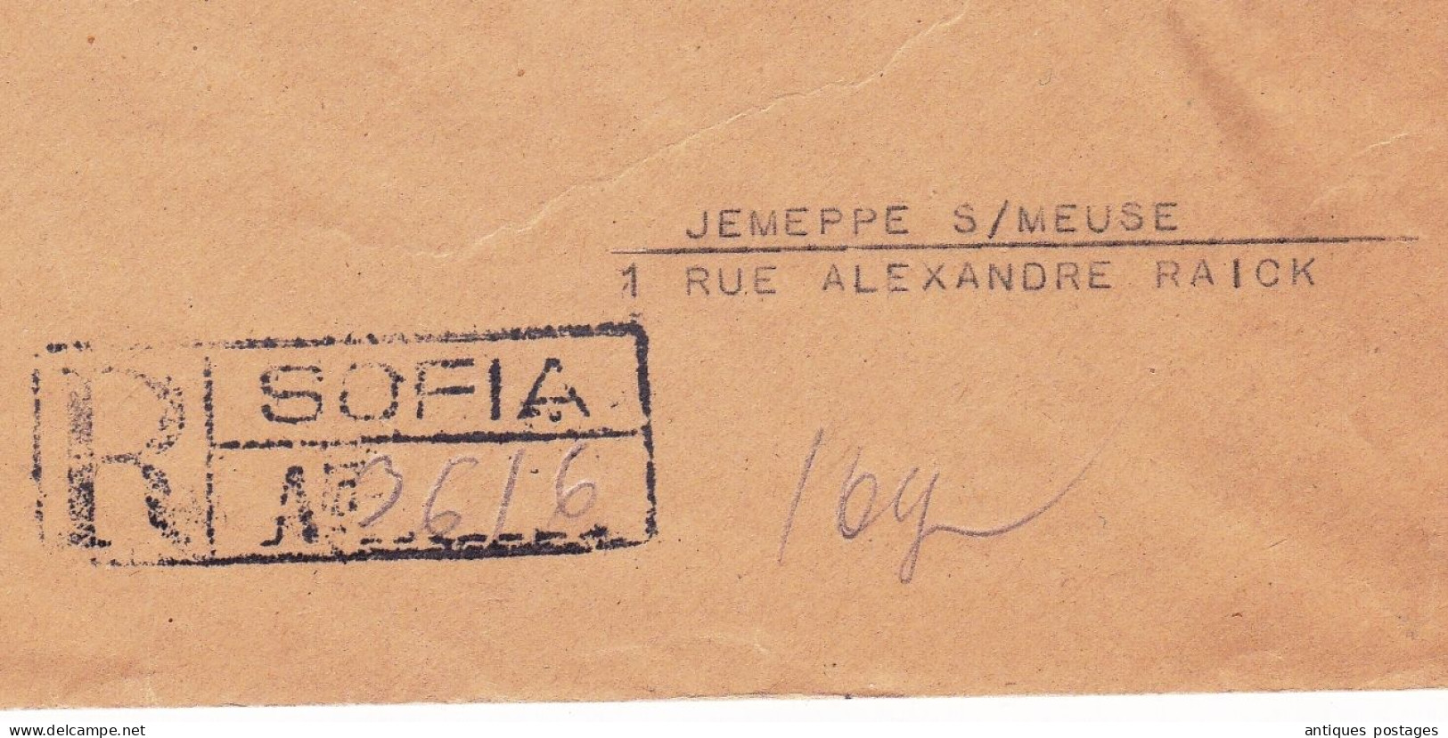 Registered 1949 Sofia Kassaboff Kasabov Bulgaria Bulgarie Jemeppe-sur-Meuse Belgique - Cartas & Documentos