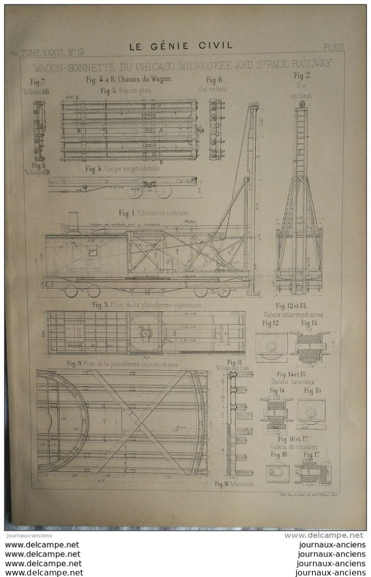 1900 WAGOON SONNETTE DU CHICAGO MILWAUKEE AND St PAUL RAILLWAY - Travaux Publics