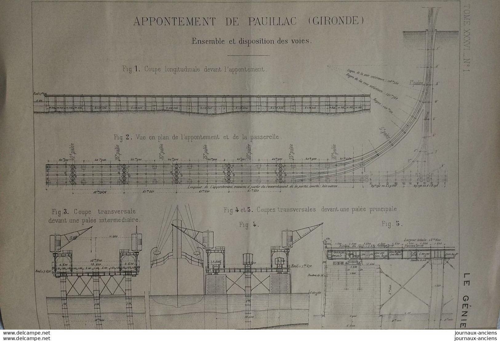 1899 APPONTEMENT DE PAUILLAC ( GIRONDE ) ENSEMBLE ET DISPOSITION DES VOIES - LE GENIE CIVIL - Travaux Publics