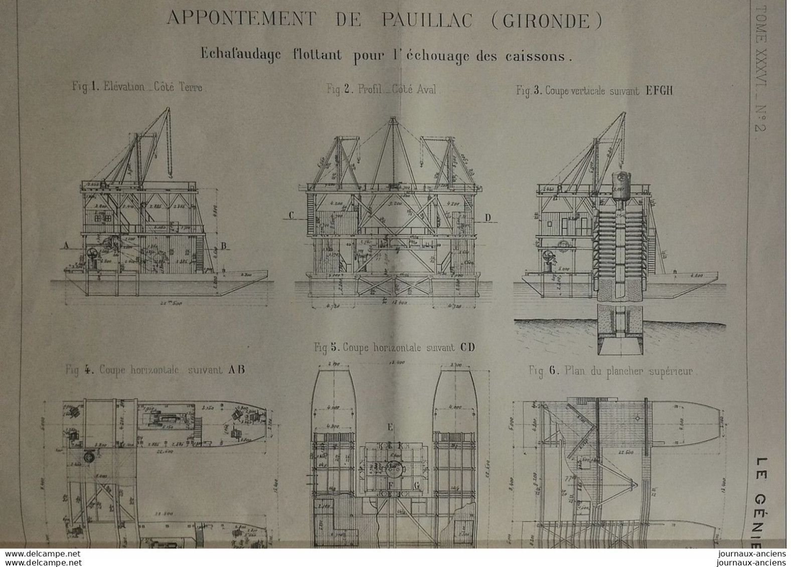 1899 APPONTEMENT DE PAUILLAC ( GIRONDE ) ECHAFAUDAGE FLOTTANT POUR L'ECHOUAGE DES CAISSONS - Obras Públicas