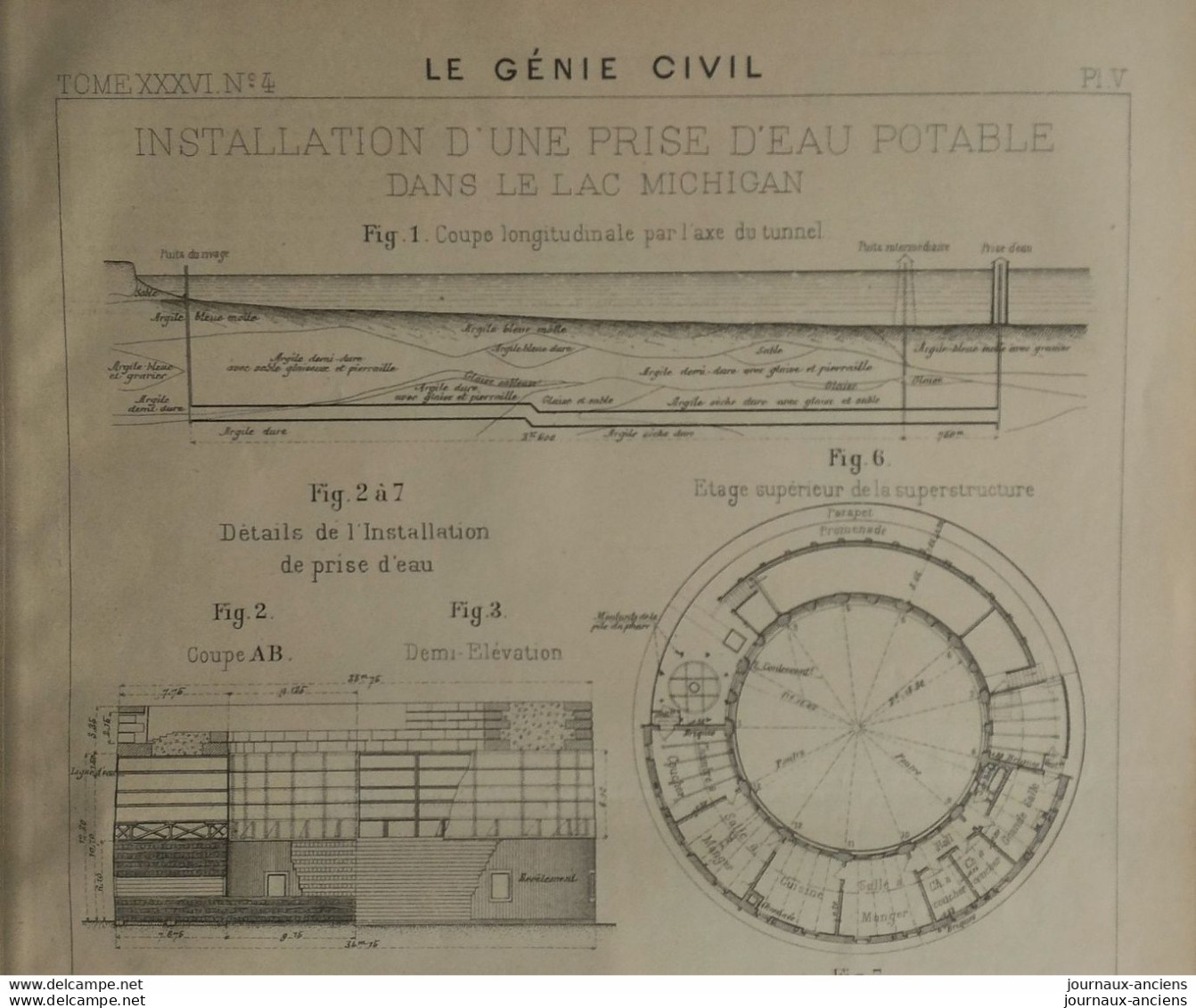 1899 INSTALLATION D'UNE PRISE D'EAU POTABLE DANS LE LAC MICHIGAN - Obras Públicas