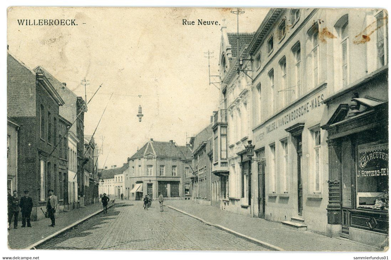 AK/CP Willebrök Willebroeck  Rue Neuve       Gel./circ. 1915  Erh./Cond. 2-  Nr. 01734 - Willebroek