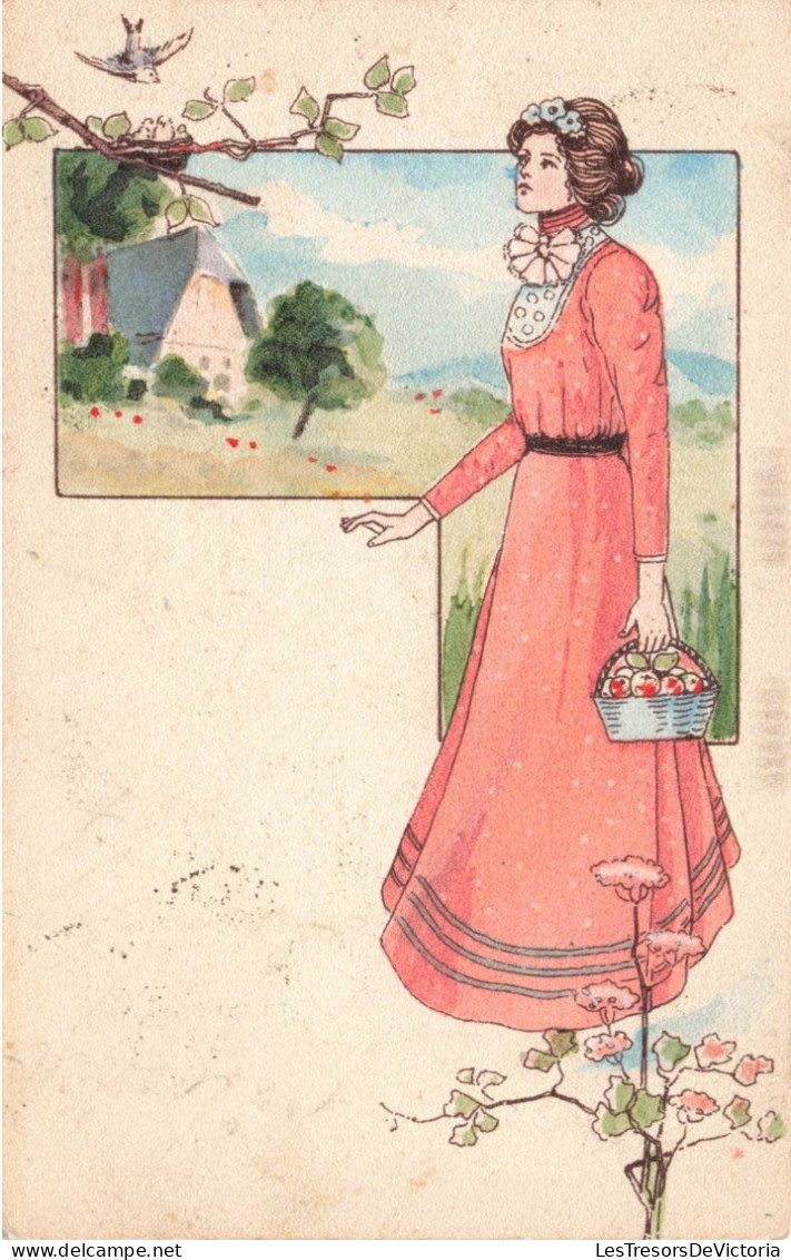 FANTAISIES -  Femmes - Femme à Robe Rose  - Colorisé - Carte Postale Ancienne - Photographs
