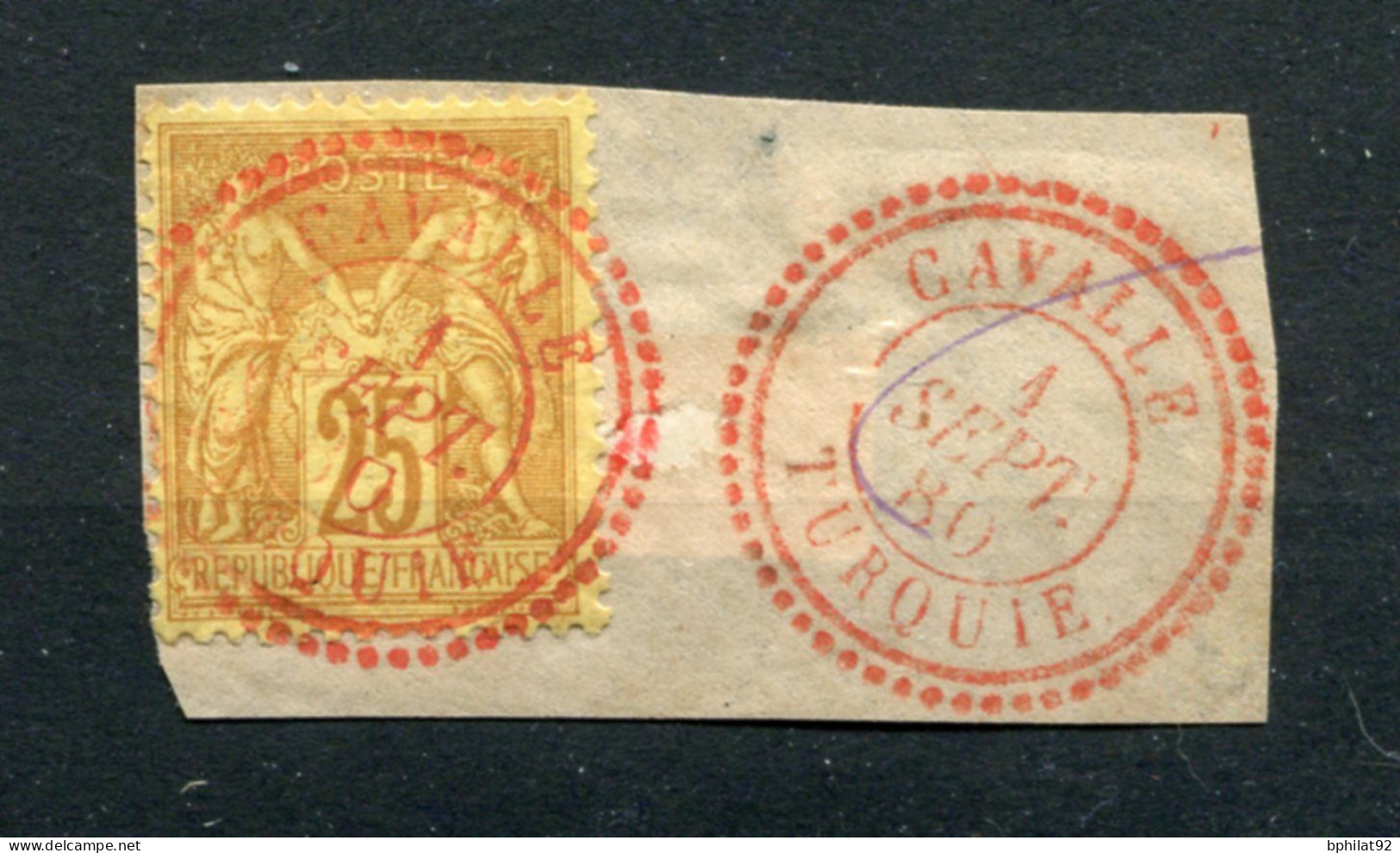 !!! TYPE SAGE N°92 CACHET A DATE DE CAVALLE ROUGE SUPERBE RR - Oblitérés