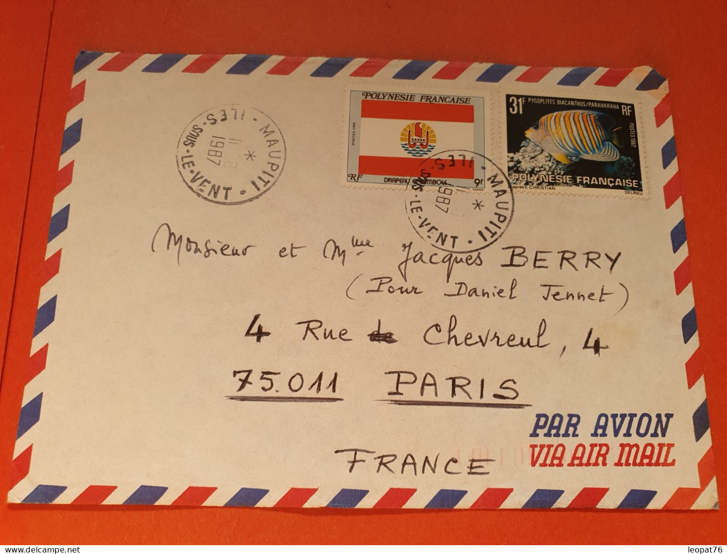 Polynésie - Enveloppe De Maupiti Pour Paris En 1987 - Réf 2230 - Covers & Documents