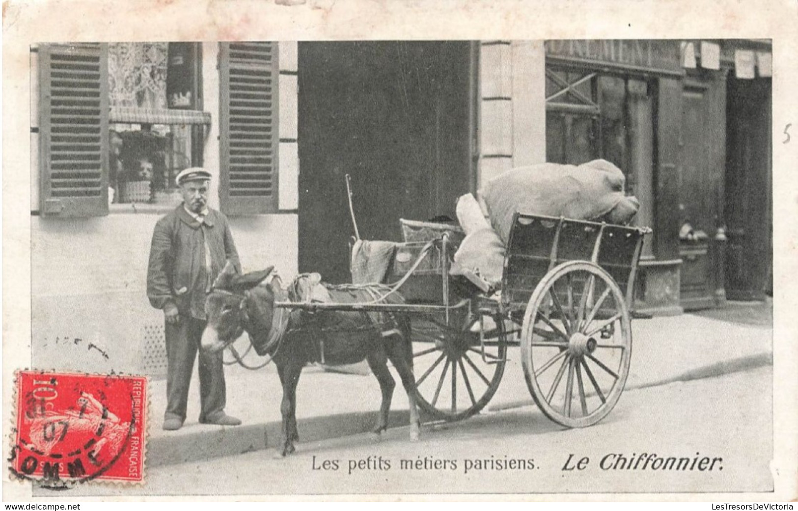 Vieux Métiers - Les Petits Métiers Parisiens - Le Chiffonnier - Attelage âne -  Carte Postale Ancienne - Artisanat