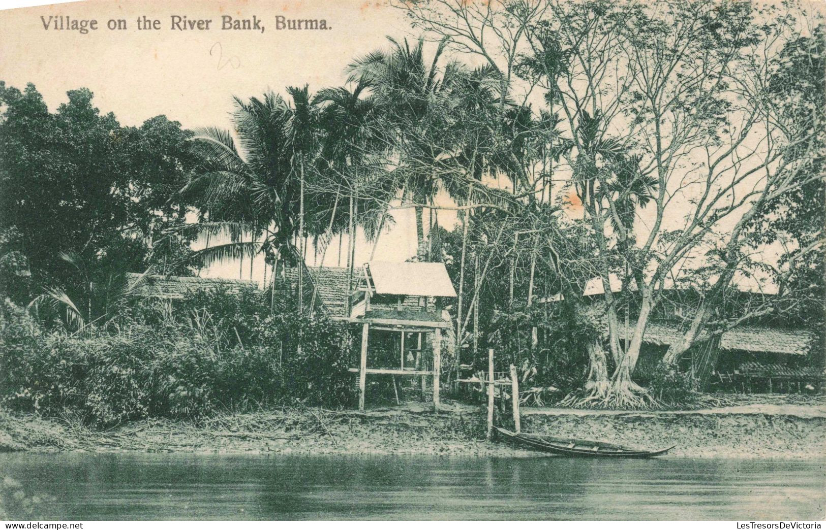 BURMA - Myanmar -  Village Au Bord De La Rivière - Carte Postale Ancienne - Myanmar (Burma)