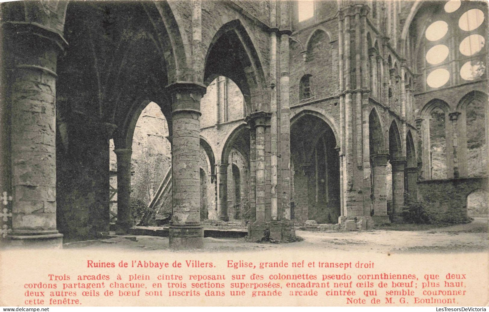 BELGIQUE - Ruines De L'Abbaye De Villers - Eglise Grande Net Et Transept Droit - Carte Postale Ancienne - Villers-la-Ville