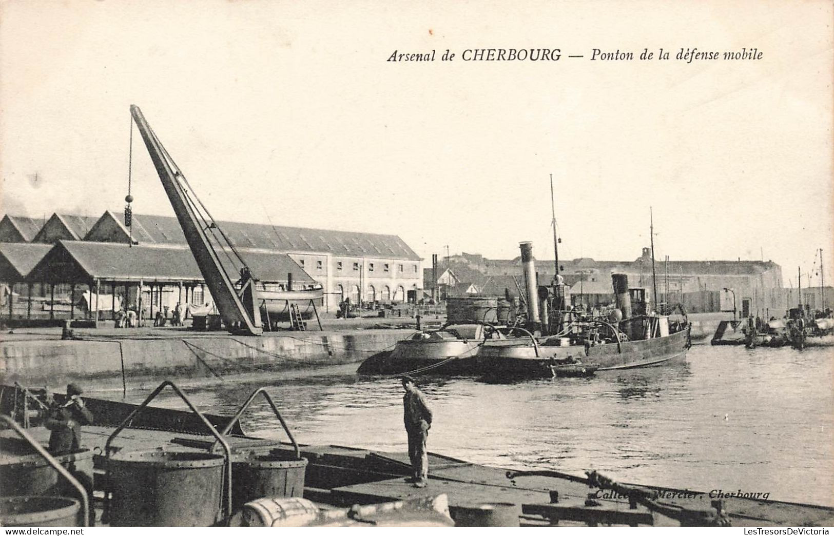France - Cherbourg - Arsenal De Cherbourg - Ponton De La Défense Mobile - Bateau - Animé -  Carte Postale Ancienne - Cherbourg