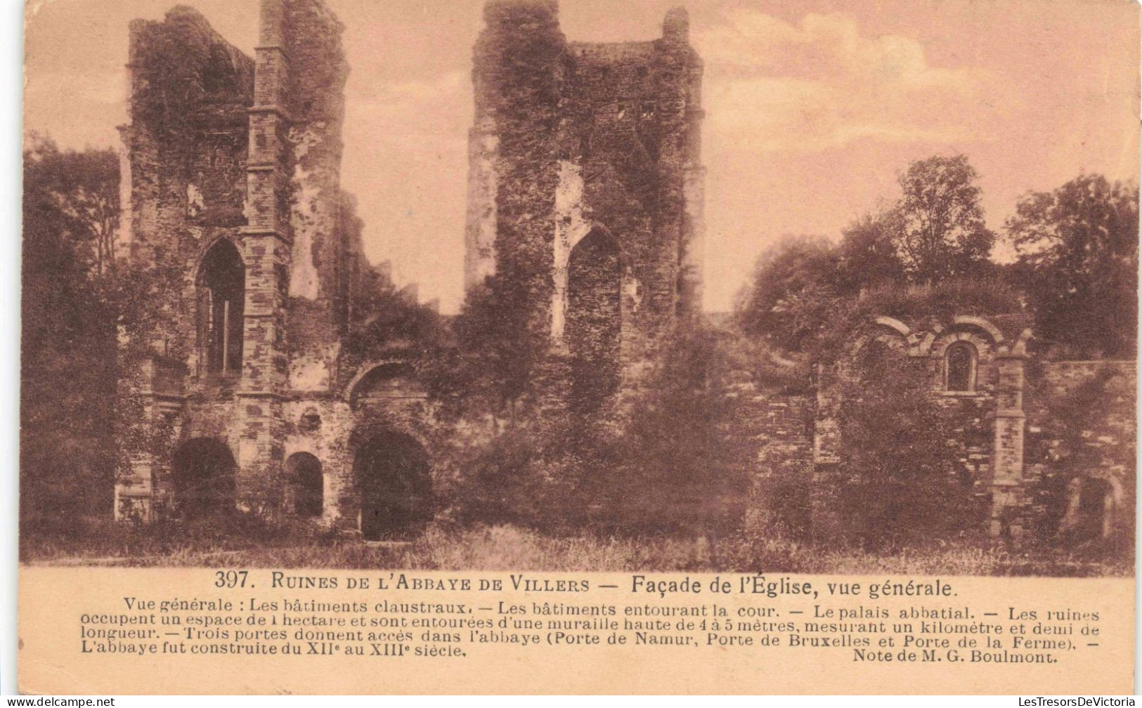 BELGIQUE - Revue De L'Abbaye De Villers - Façade De L'Eglise, Vue Générale  - Carte Postale Ancienne - Villers-la-Ville