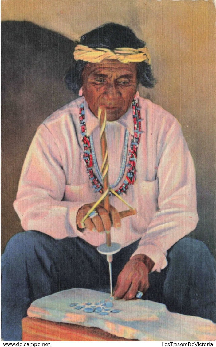 INDIENS DE L'AMÉRIQUE DU NORD - Homme Indien Réfléchissant - Colorisé  - Carte Postale Ancienne - Indiens D'Amérique Du Nord