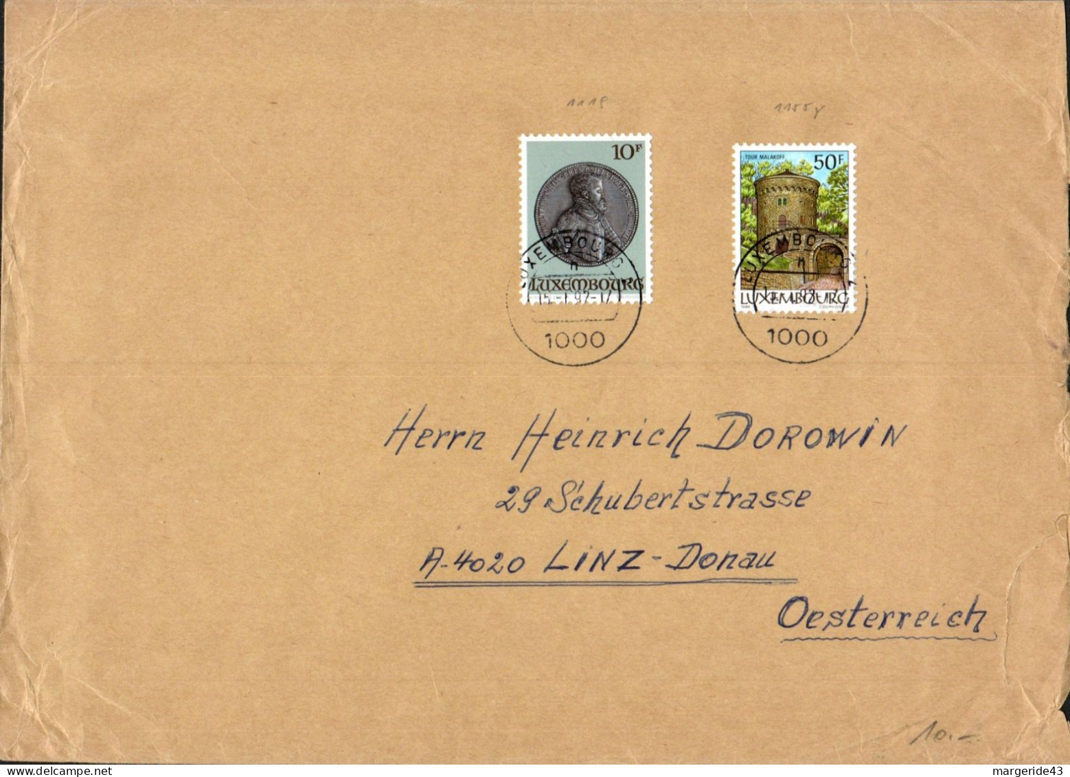 LUXEMBOURG AFFRANCHISSEMENT COMPOSE SUR LETTRE 1992 - Storia Postale