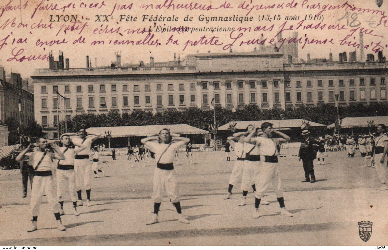 XXe Fête Fédérale De Gymnastique, Lyon 1910 - L'Etoile Carpentracienne (Carpentras) Carte S.F. écrite - Ginnastica