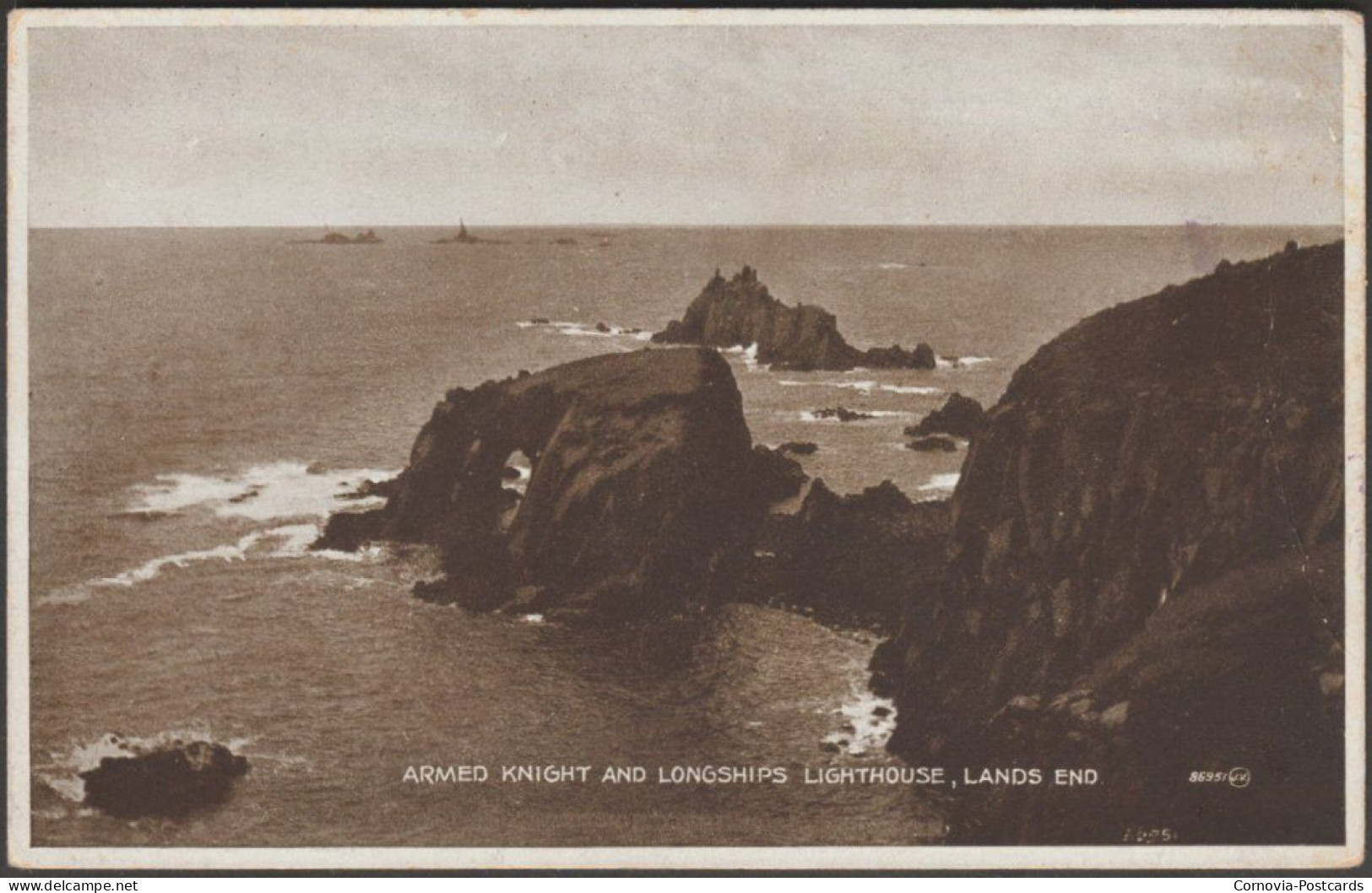 Armed Knight And Longships Lighthouse, Land's End, 1933 - First And Last House Postcard - Land's End