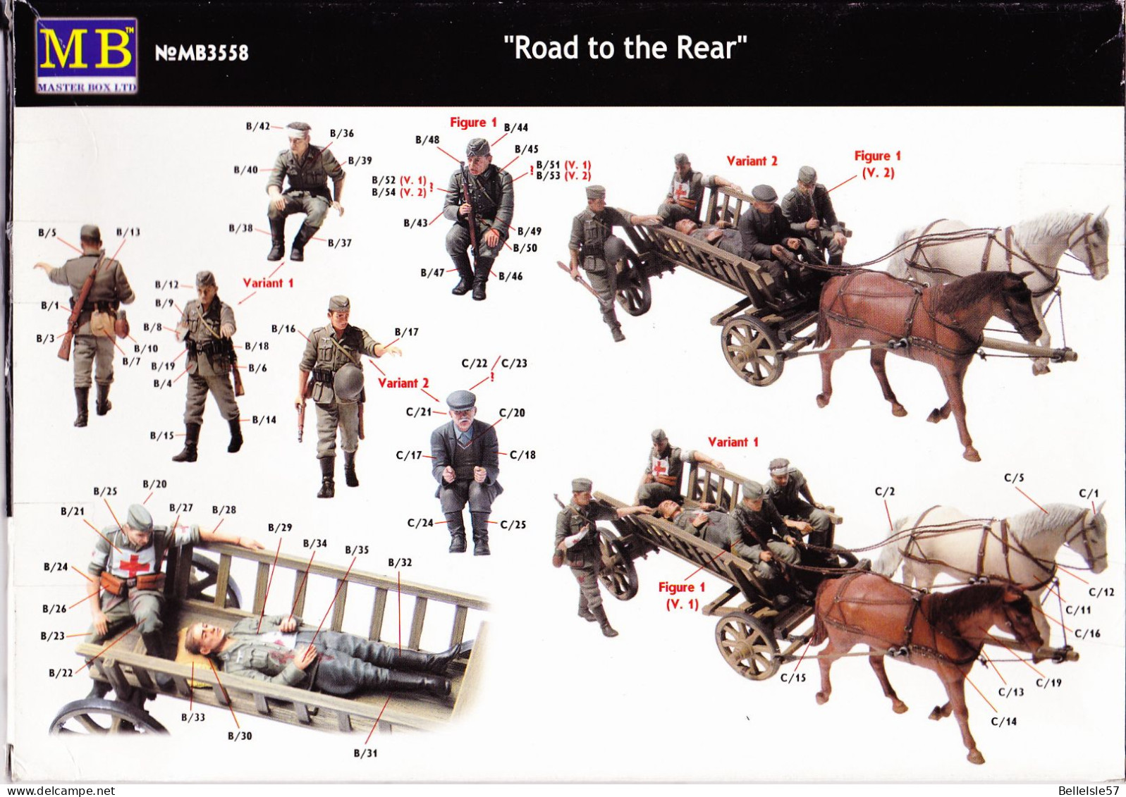 Figurines MASTER BOX  - Soldats Allemands 1939/1942 - "Road To The Rear" - Chariot Hippomobile -  1/35 - Beeldjes