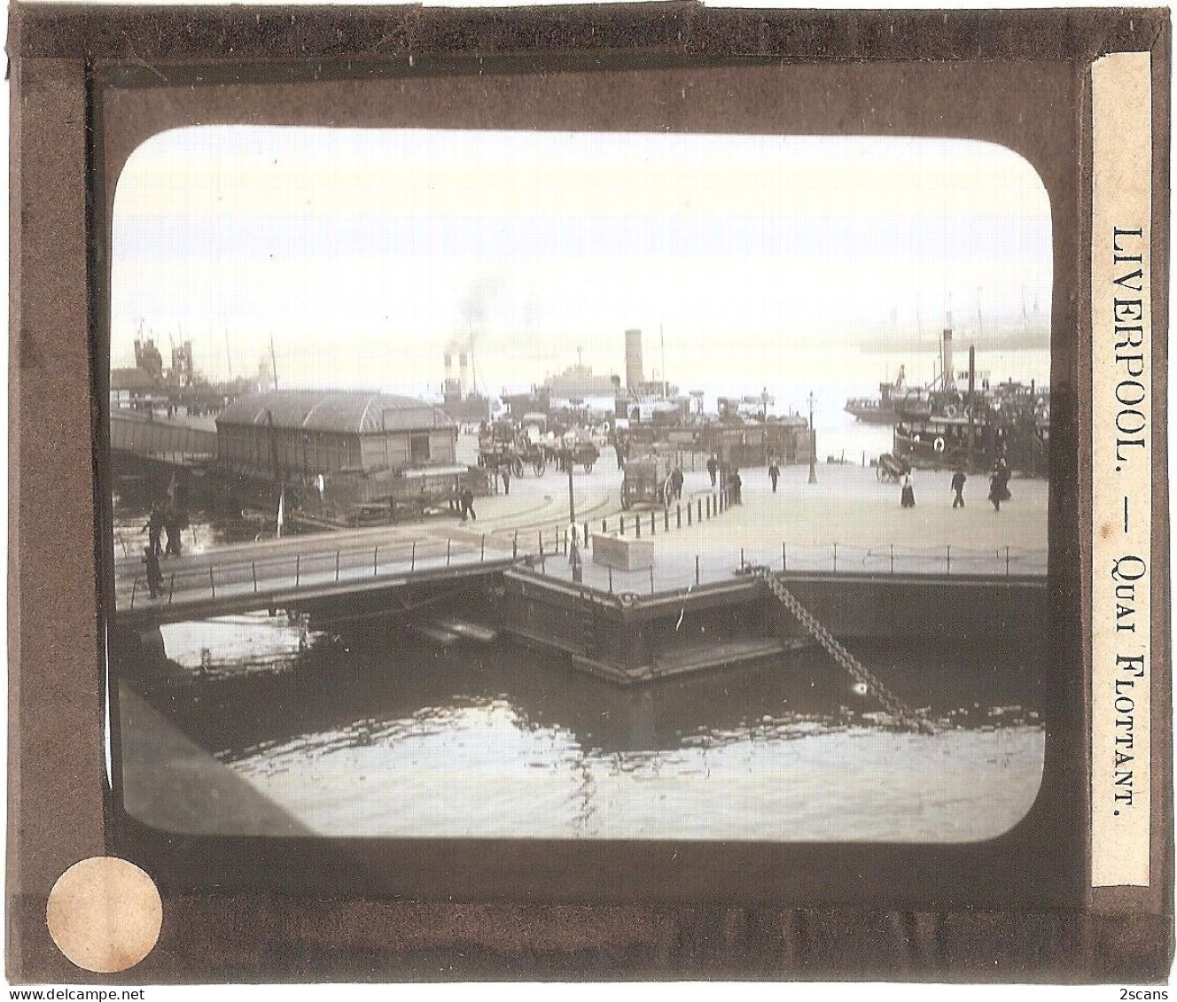 Angleterre - LIVERPOOL - Plaque de verre ancienne (vers 1905) - Quai flottant - Floating stage