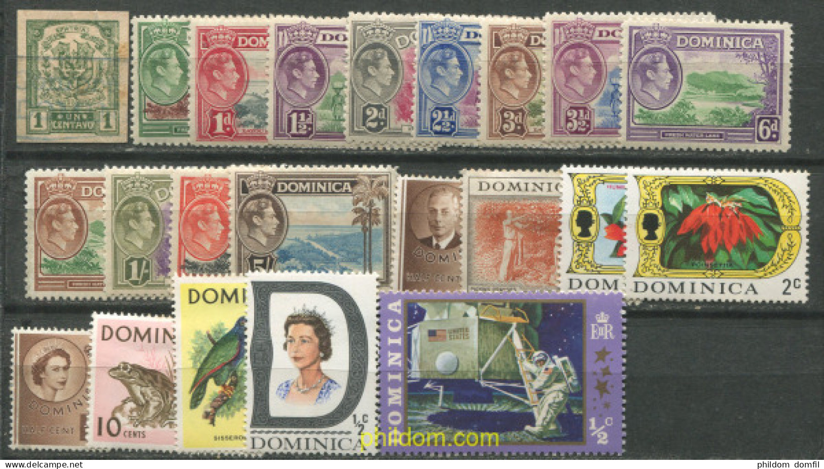 712085 MNH DOMINICA 1950 LOTE SELLOS DOMINICA - Dominica (...-1978)