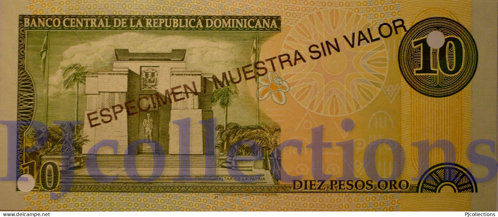 DOMINICAN REPUBLIC 10 PESOS ORO 2000 PICK 159s SPECIMEN UNC NUMBER "0414" - Dominicana